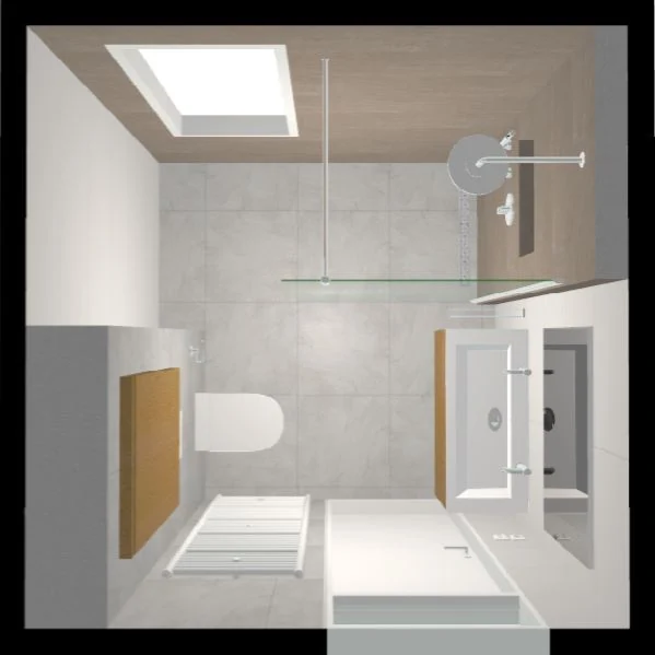 3D ontwerp bovenaanzicht badkamer | Jan van Sundert